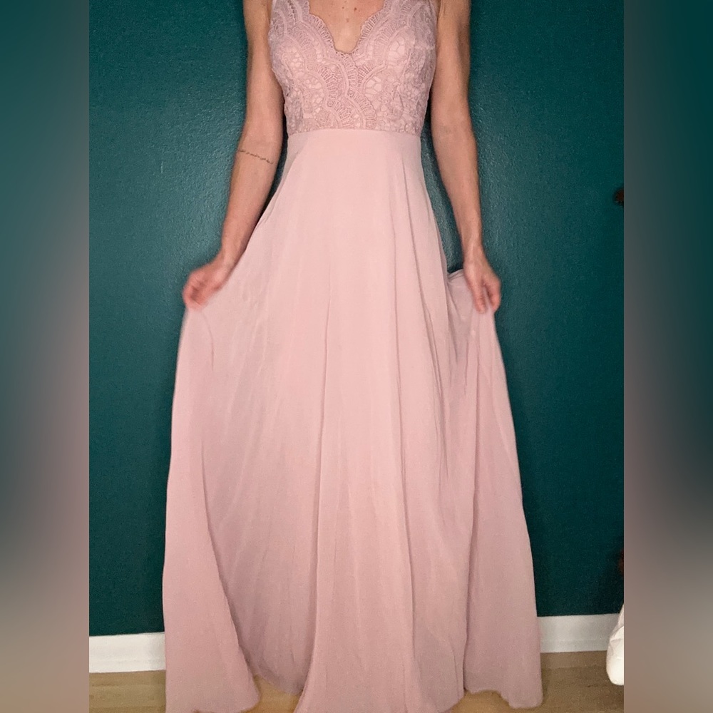 Light Mauve Floor Length Lulu’s Bridesmaid Dress - image 4